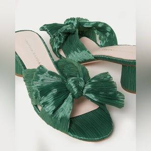 Loeffler Randall “Emilia” pleated bow heel in Sage, size 7 - NEVER WORN